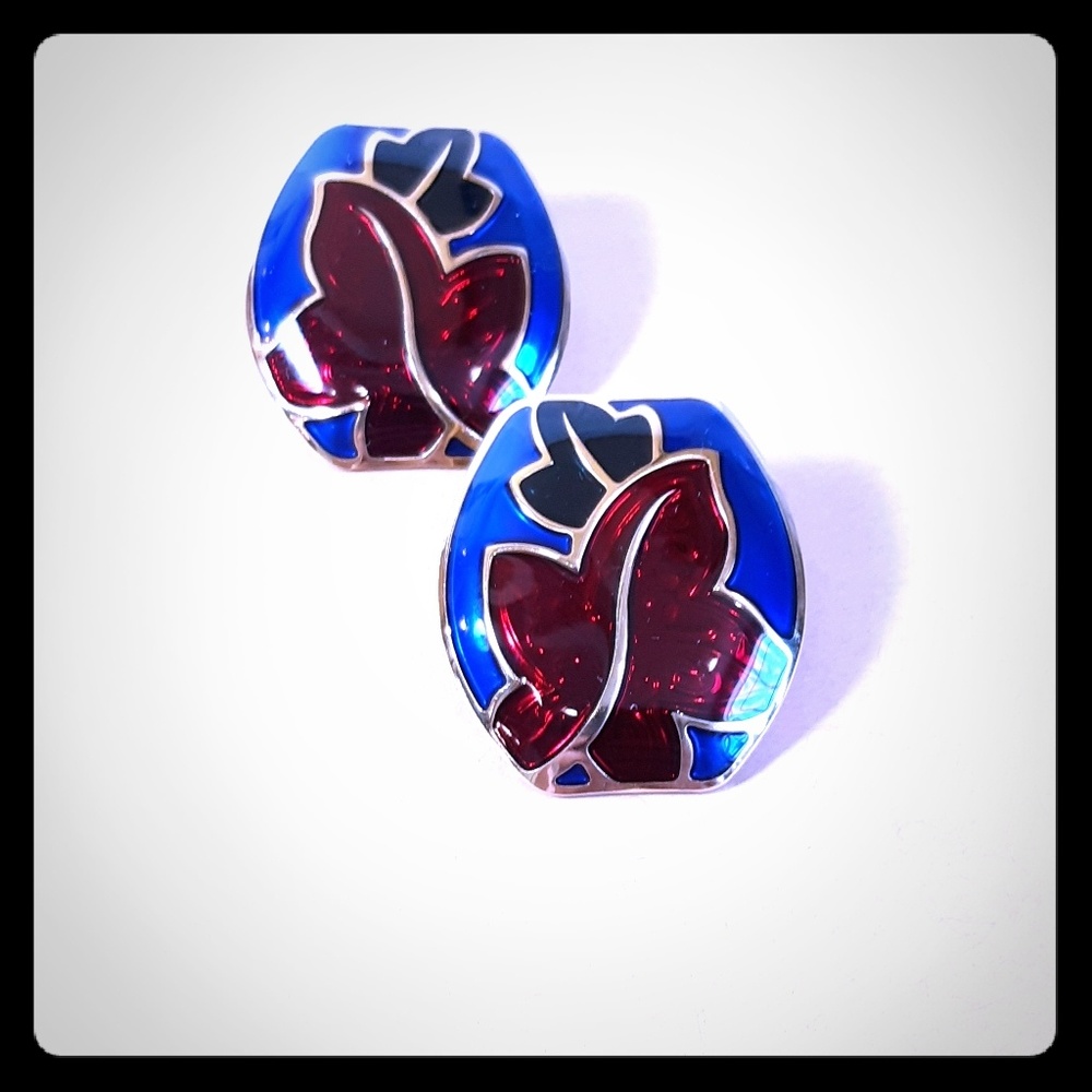 Edgar Berébi Cloisonné Large Stud Earrings